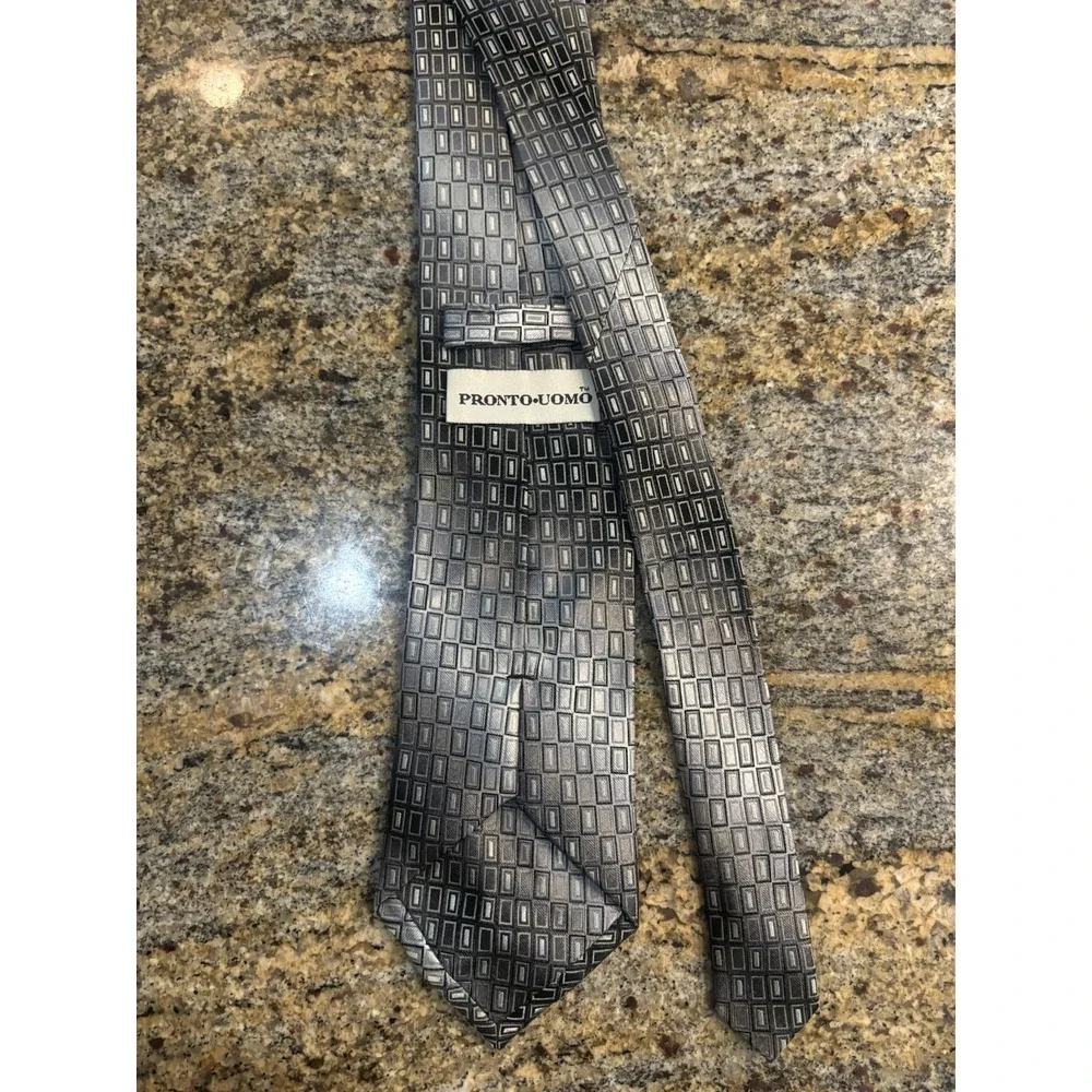 Pronto Uomo Men's 100% Silk Tie Lot of‎ 3 Multiple Patterns Gray Black Paisley